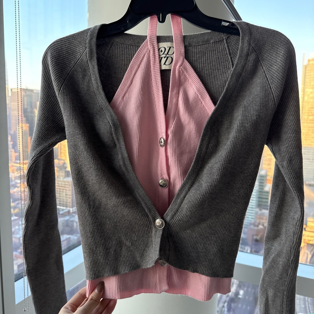 ODTD Gray and Pink Women's Sweater Set